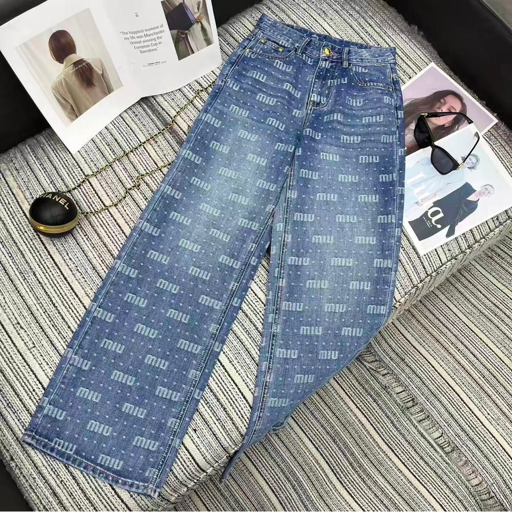 Miu Miu letter-shaped straight-leg jeans - Picture 2 of 7
